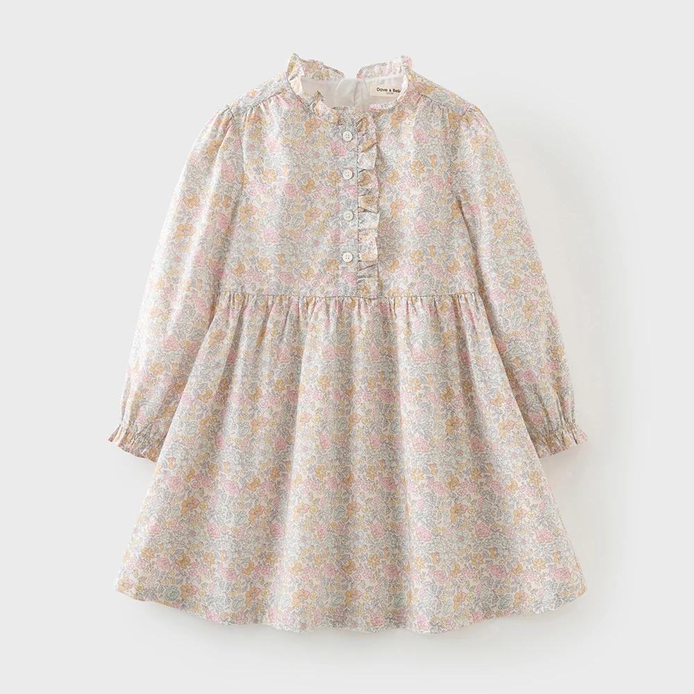 Robe de princesse à manches longues pour filles Dave Bella, 6-13 ans, robe florale de printemps pour