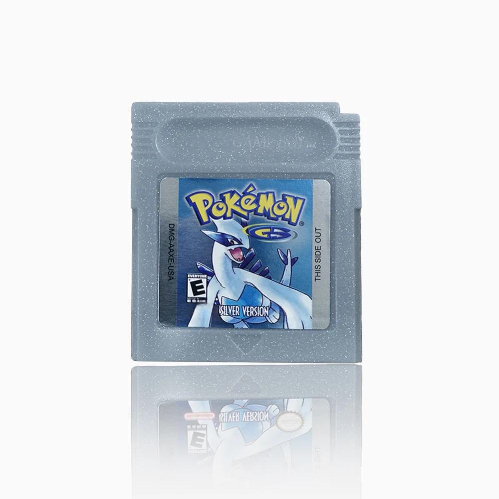 Cartouche de jeu vidéo GBC Pokemon 16 bits, carte de console rouge bleu cristal doré vert argent jau