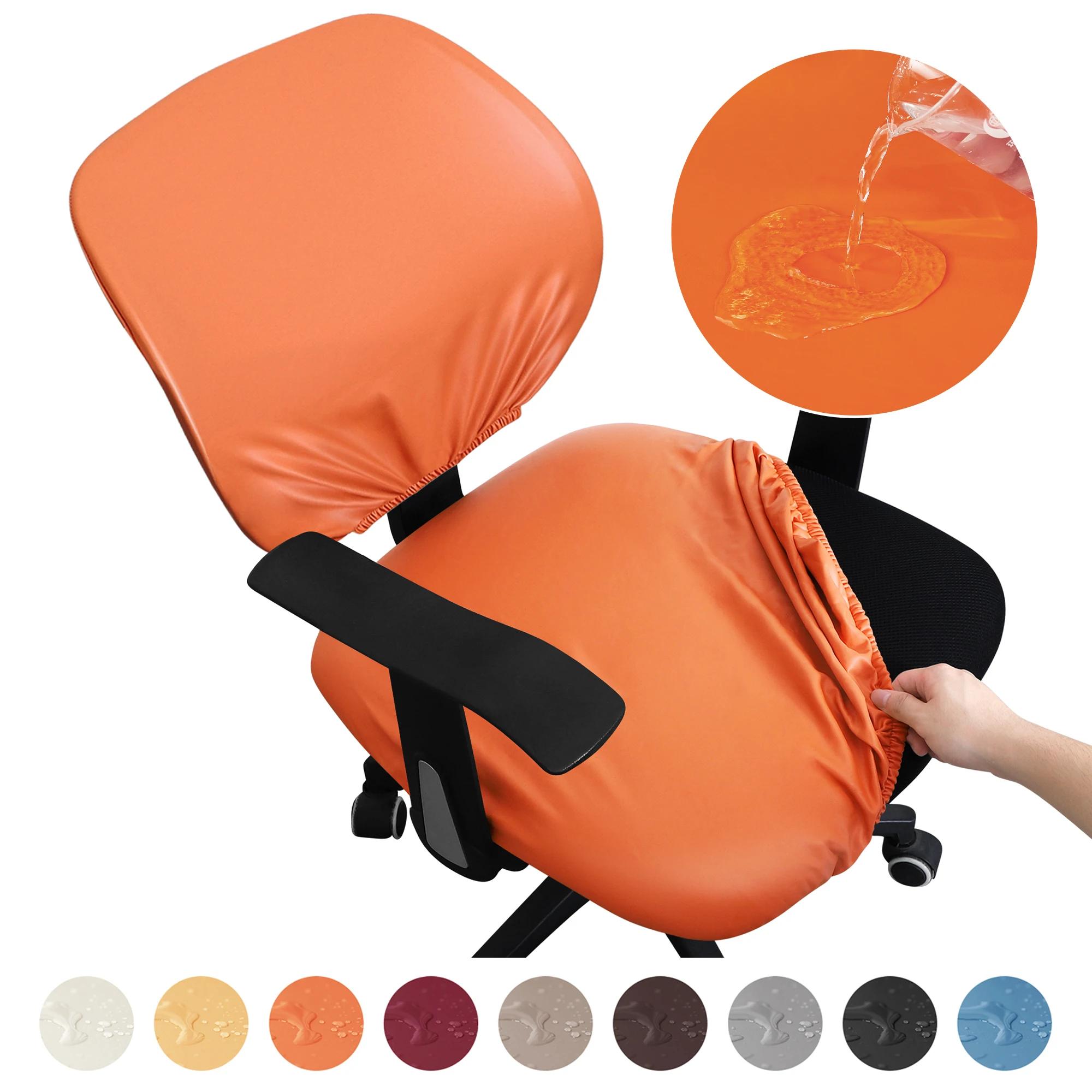 Housses de chaise fendues de bureau imperméables en PU, housse de chaise d'ordinateur solide, protec