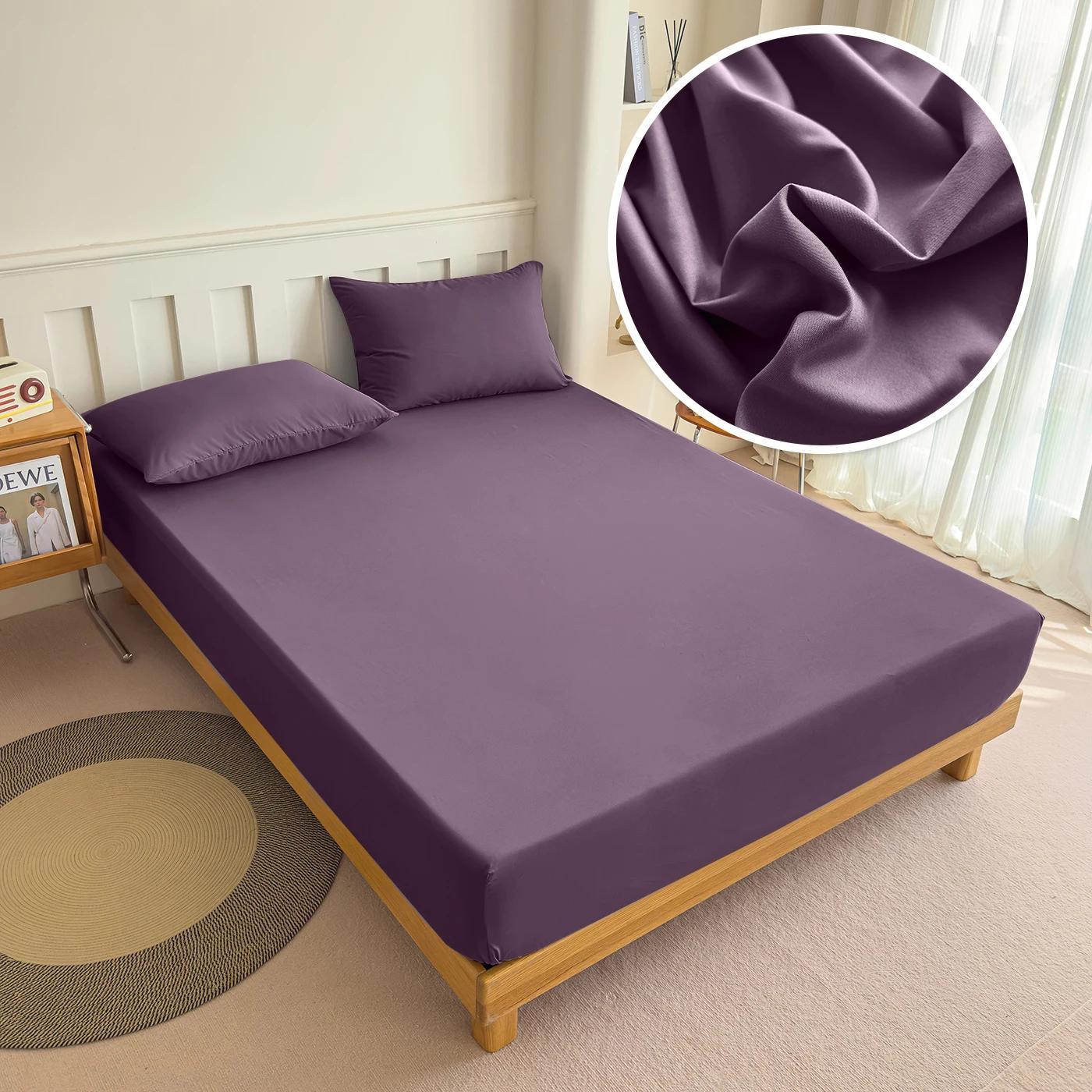 Drap-housse 90/120/150/180x200 avec bande élastique, couleur unie, protège-matelas pour lits simples