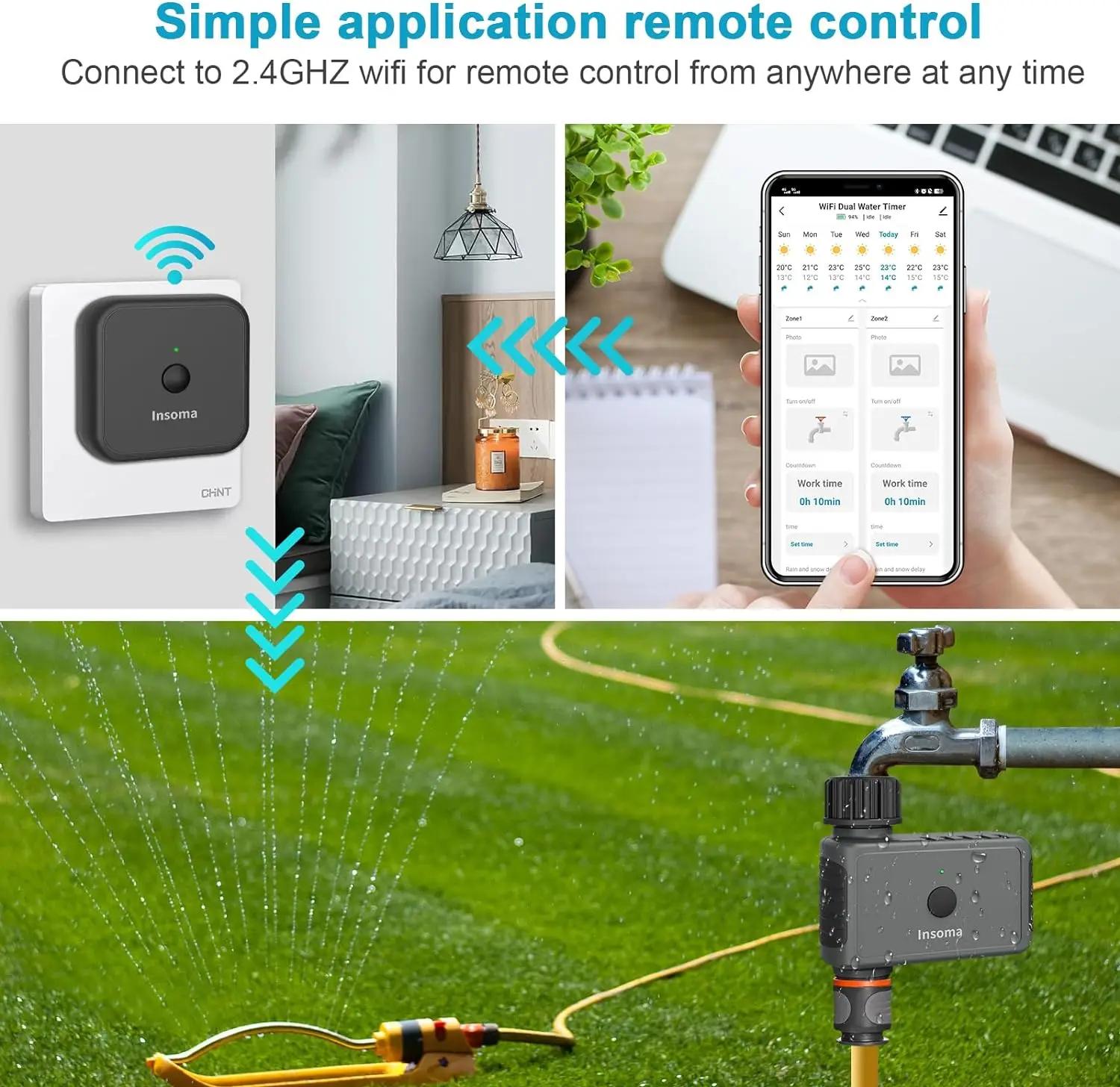 Insoma Wifi minuterie d'arrosage automatique minuterie d'eau de jardin à distance système d'arrosage