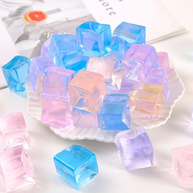15 pièces Mini glaçon jouets spongieux libérer le Stress Transparent petit bloc de glace pincement e