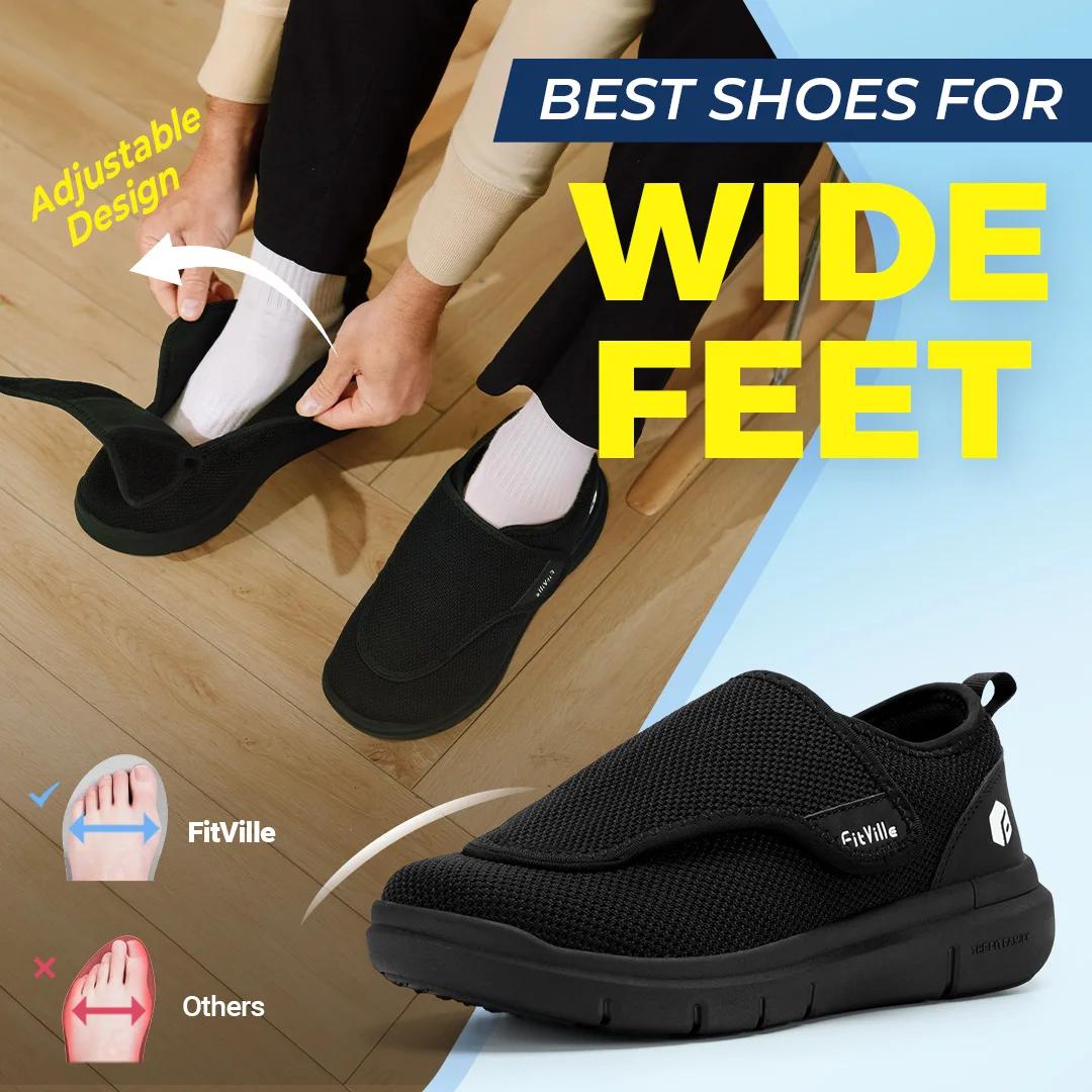 FitVille chaussures pour diabétiques Extra larges pour hommes pour personnes âgées pieds orthopédiqu