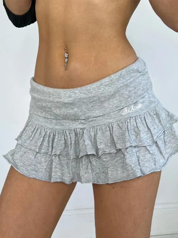 Mooyufo doux solide plissé Super Mini jupe Preppy Atyle Sexy mince taille basse jupes femmes 2024 ét