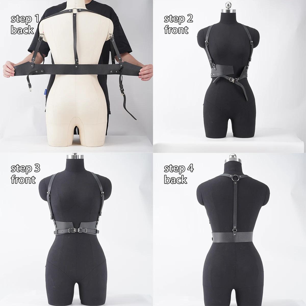 Ceinture décorative Punk pour femmes, Style de rue, ceinture à bretelles réglable, harnais Corset, a