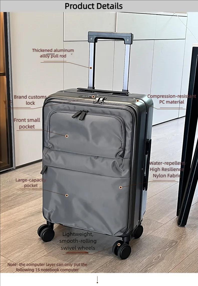 Valise souple à ouverture frontale avec cadre en aluminium et roulettes pivotantes, bagage cabine po