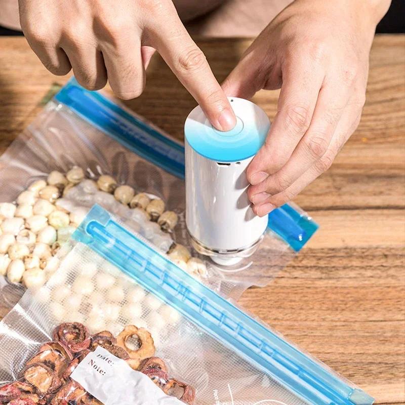 Ensemble de sacs à fermeture éclair réutilisables pour le stockage des aliments sous vide, pompe éle