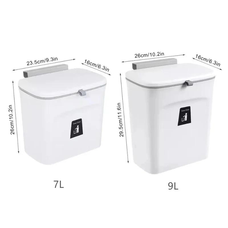 Poubelle suspendue avec couvercle, grande capacité, cuisine, recyclage, panier poubelle, porte d'arm