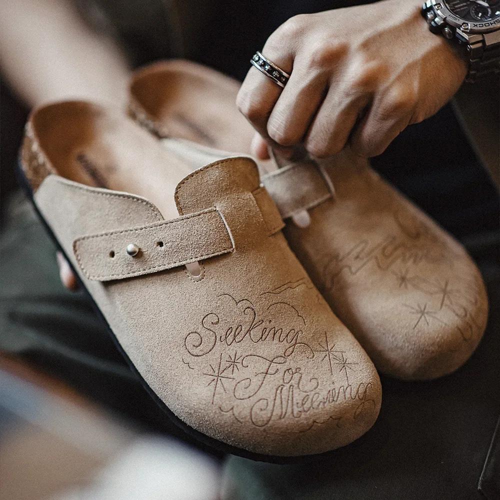 Maden Illustration Mules chaussures demi glisser fond épais vêtements chauds sandales à fond plat pa