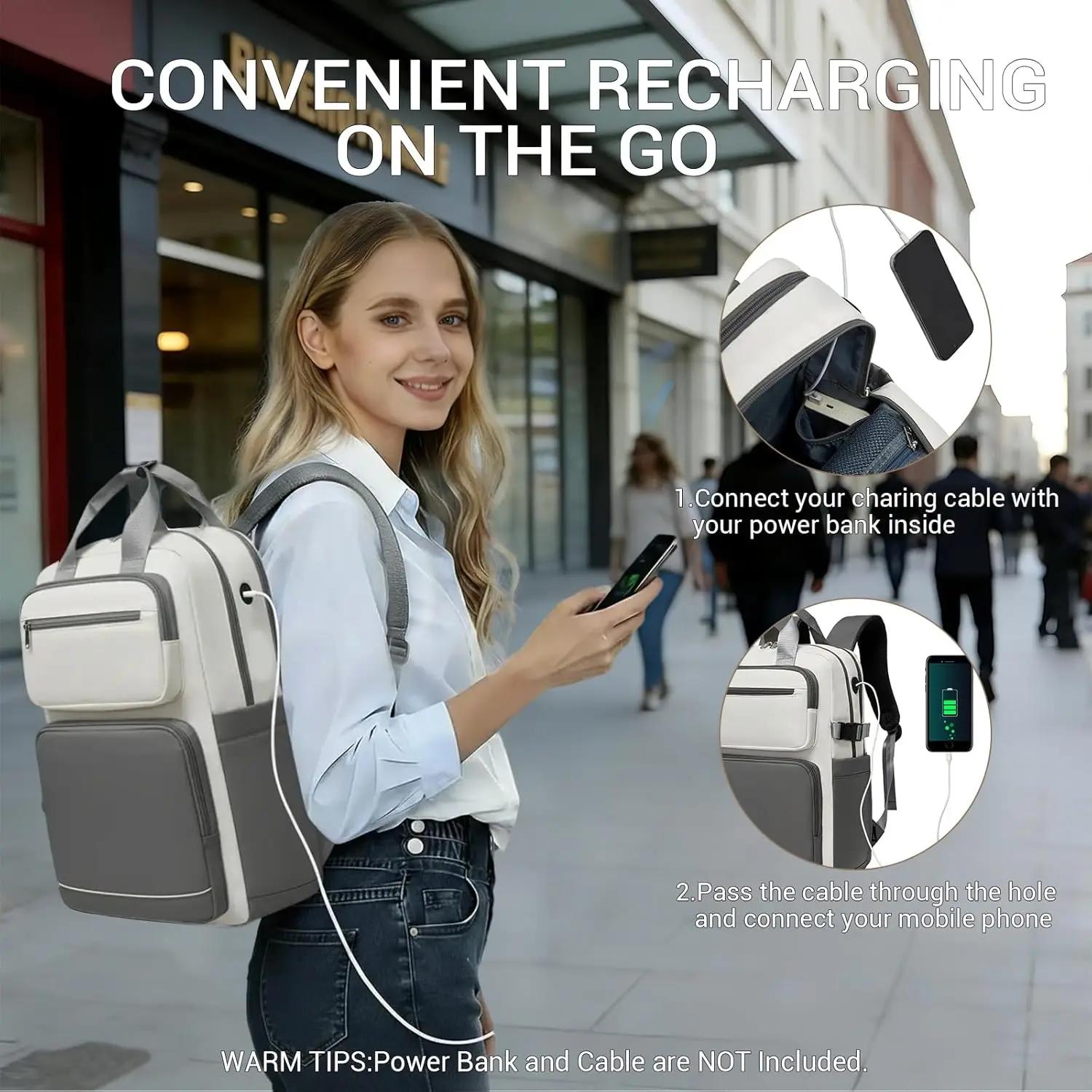Sac à dos pour ordinateur portable KONO 15,6 pouces, léger, imperméable, antivol, avec poche frontal
