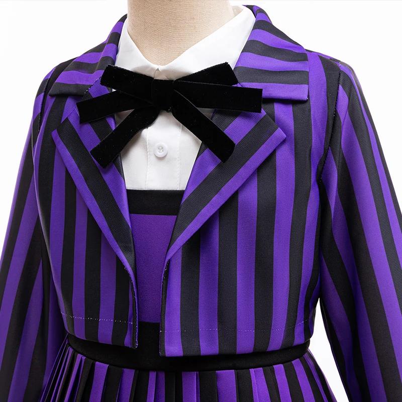 Vêtements pour enfants filles, 2 pièces, Costume d'halloween Cosplay du mercredi Enid, robes de fête