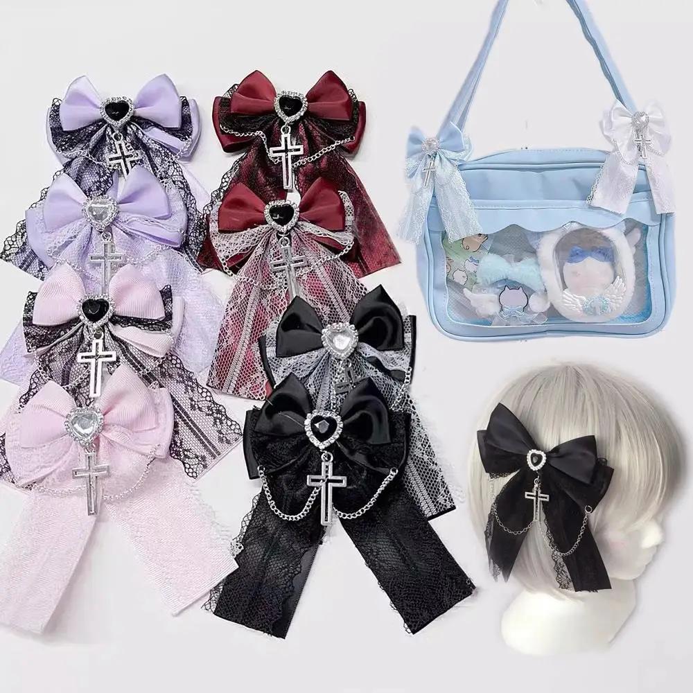 Accessoires pour cheveux gothiques pour filles, pince à cheveux queue de cheval en dentelle japonais