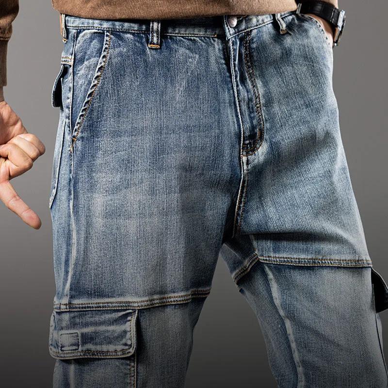 Automne nouveaux Styles en plein air hommes jambes larges jean vêtements de travail multi-poches pan