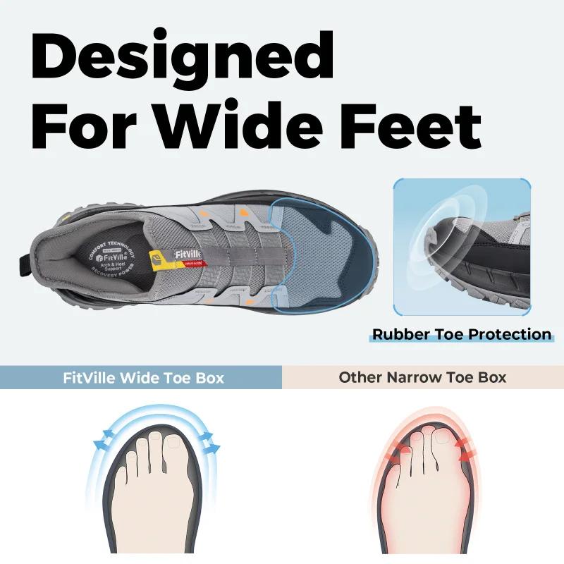 FitVille Chaussures de course extra larges pour hommes, confortables, antidérapantes, avec soutien d