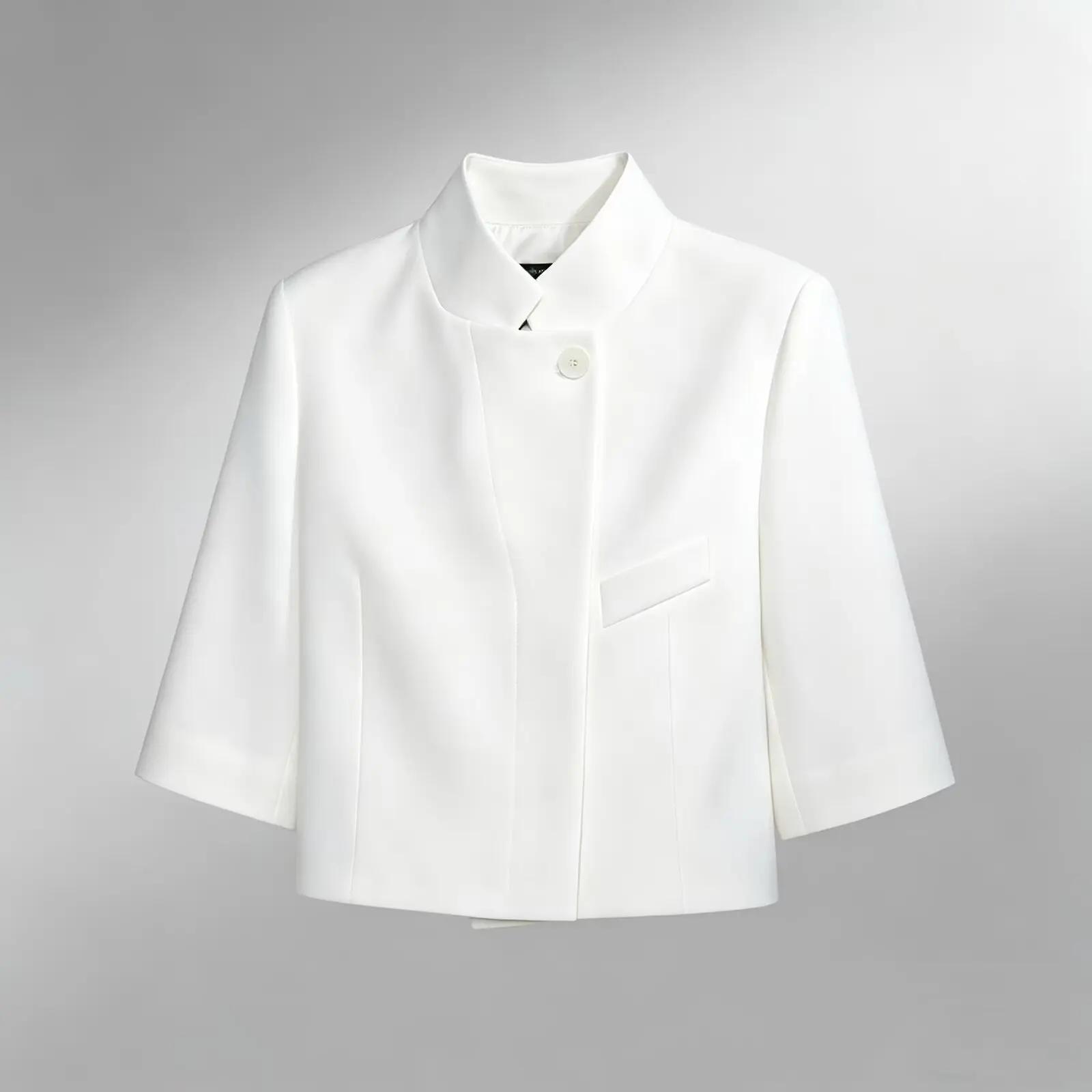 Blazer court noir pour femme, nouvelle collection printemps, manteau féminin à simple boutonnage, ha