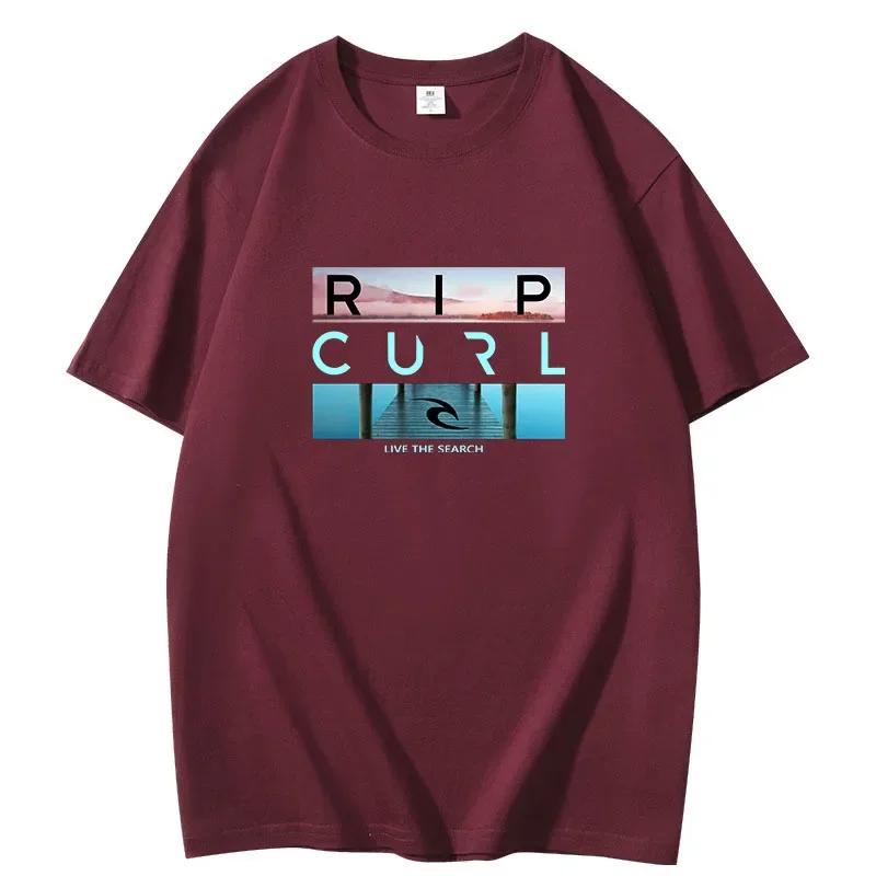 Vente Rip Livethe recherche beauté Curl Logot-chemise pour hommes été incroyable qualité 100% coton 