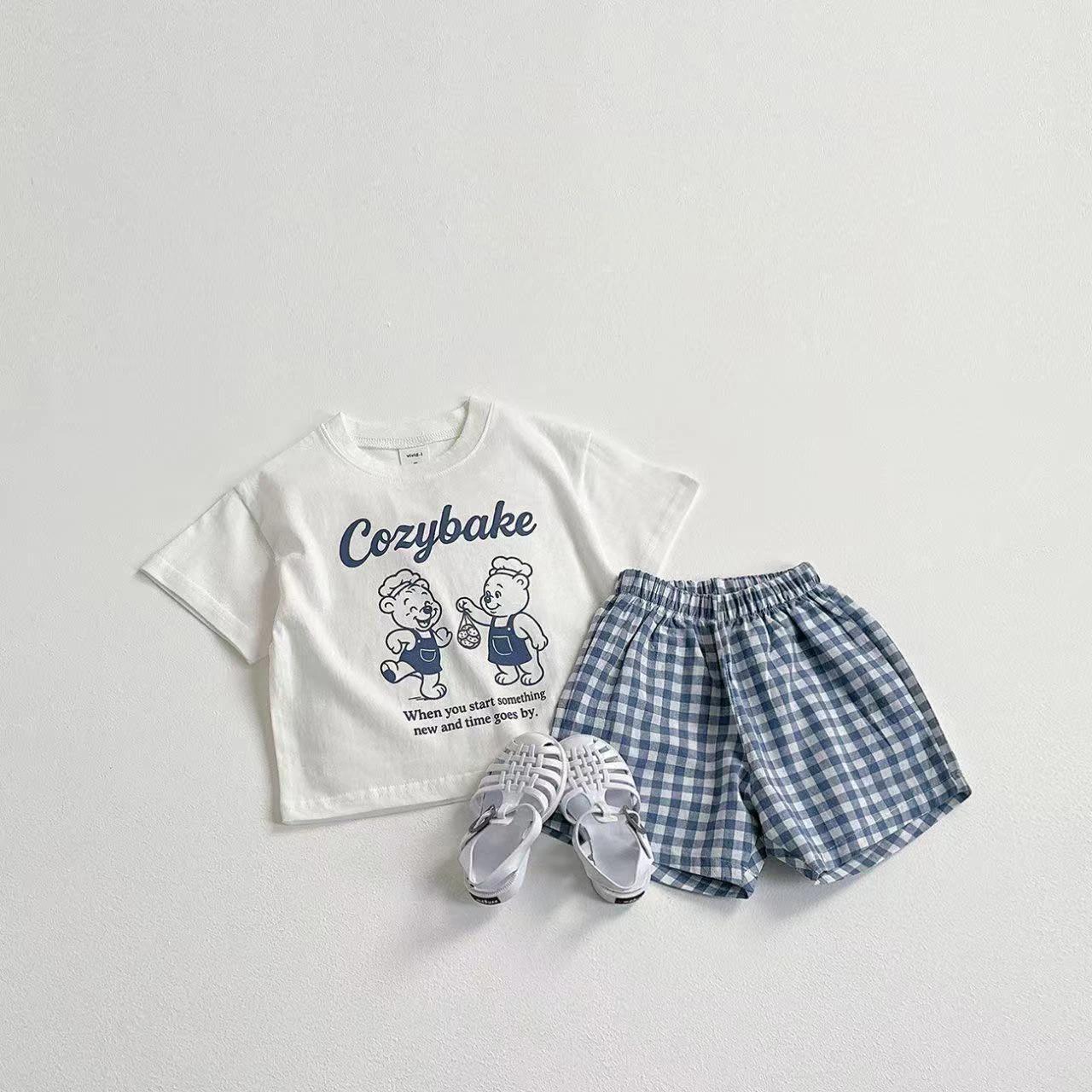 2025 nouveaux vêtements d'été costume à manches courtes imprimé dessin animé T-shirt + Shorts enfant