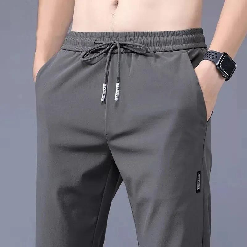 Pantalons pour hommes 2025 été nouveau noir gris mince affaires pantalons décontractés en plein air 
