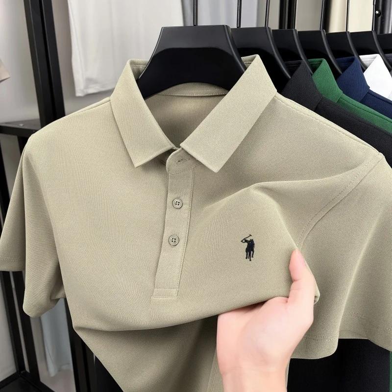 luxe marque Pony brodé chemise de polo à manches courtes pour hommes nouvelle modèle entreprise déco