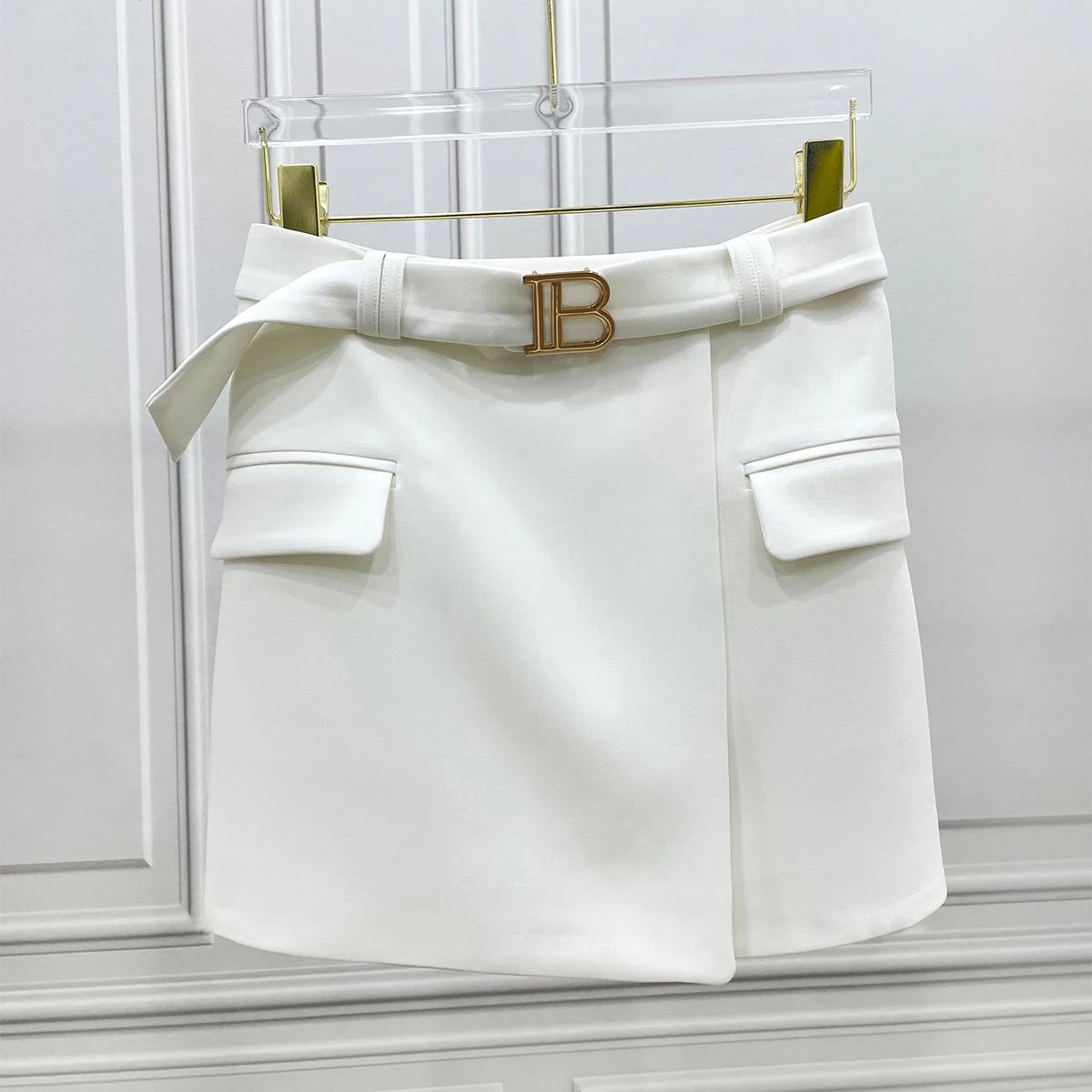 Jupe courte trapèze Simple décontractée pour femmes, nouvelle mode, Slim, boucle en métal, couleur u