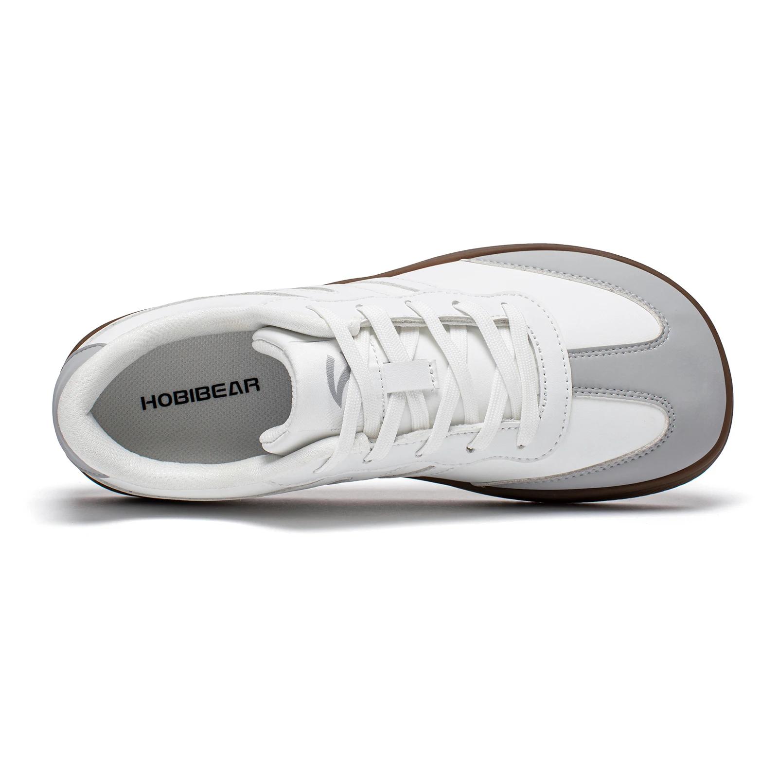 HOBIBEAR chaussures à bout large unisexe baskets en cuir artificiel décontracté à lacets chaussures 