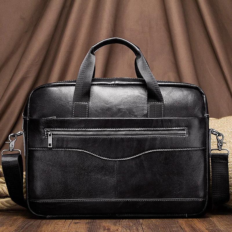 Véritable cuir hommes porte-documents Portable bureau sac à main pour pochette d'ordinateur de haute