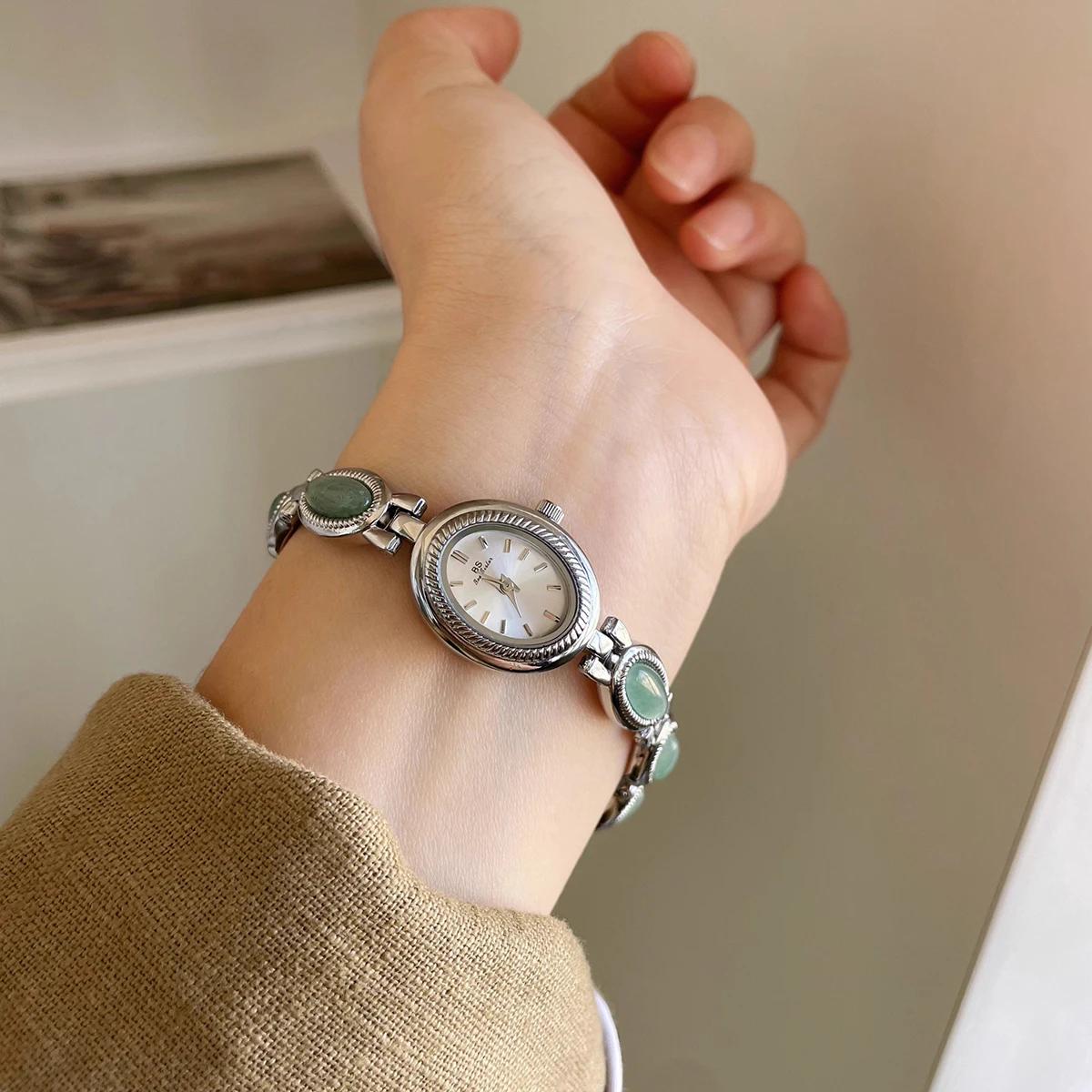 Montres de luxe haut de gamme pour femmes, bijoux verts élégants, Bracelet à Quartz en Jade, cadeau 