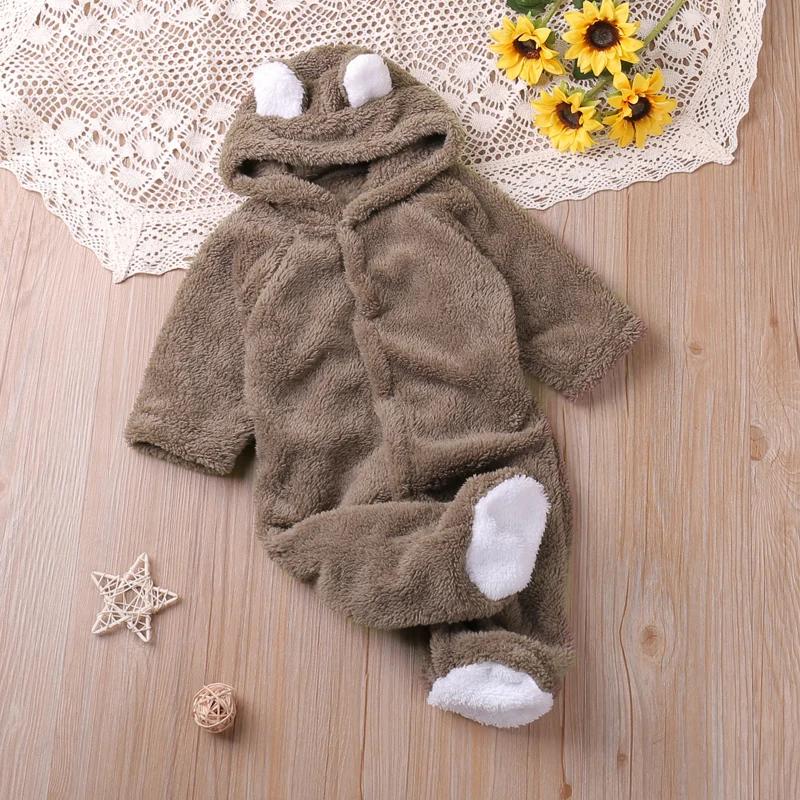 Humor ours automne dessin animé Style hiver à manches longues bébé garçons filles barboteuses enfant