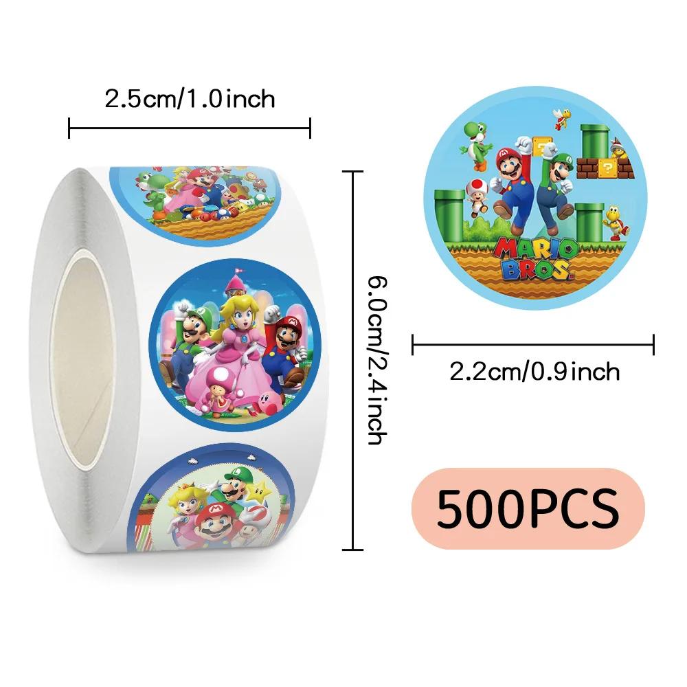 500 pièces Super Mario Bros rouleau autocollants Anime dessin animé bricolage étiquette bagages Graf