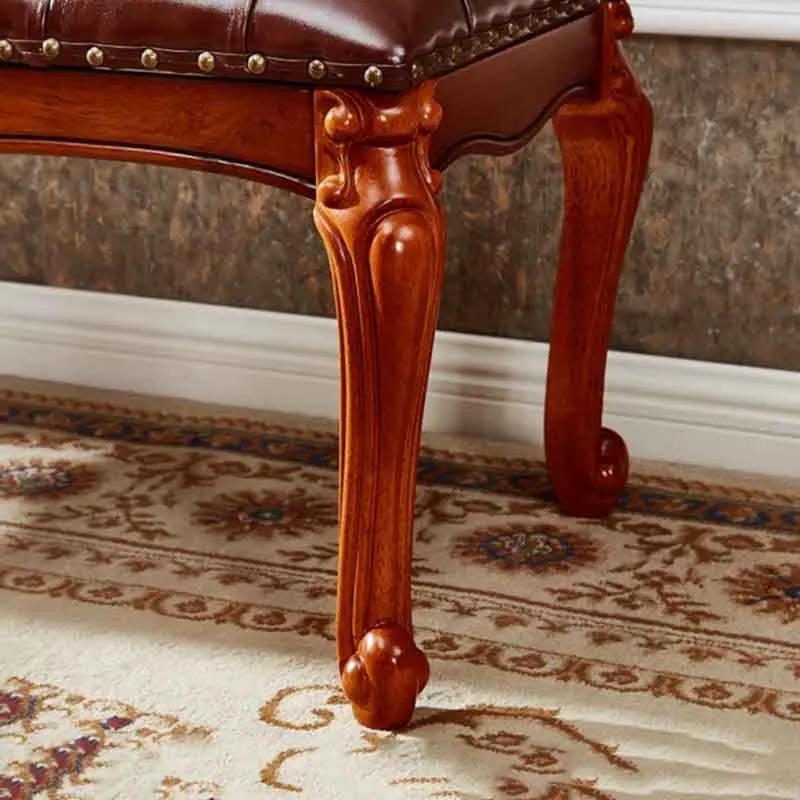 Tabouret de canapé nordique en cuir, chaise longue en bois massif, tabouret à langer, repose-pieds, 