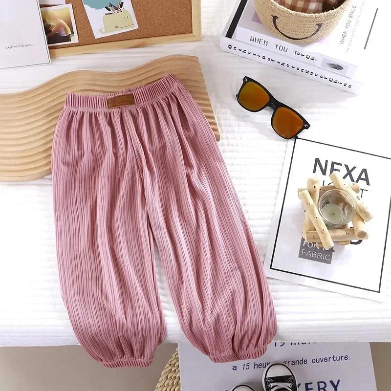 Pantalon d'été fin et respirant pour enfants, couleur bonbon contre les moustiques, pour garçons et 