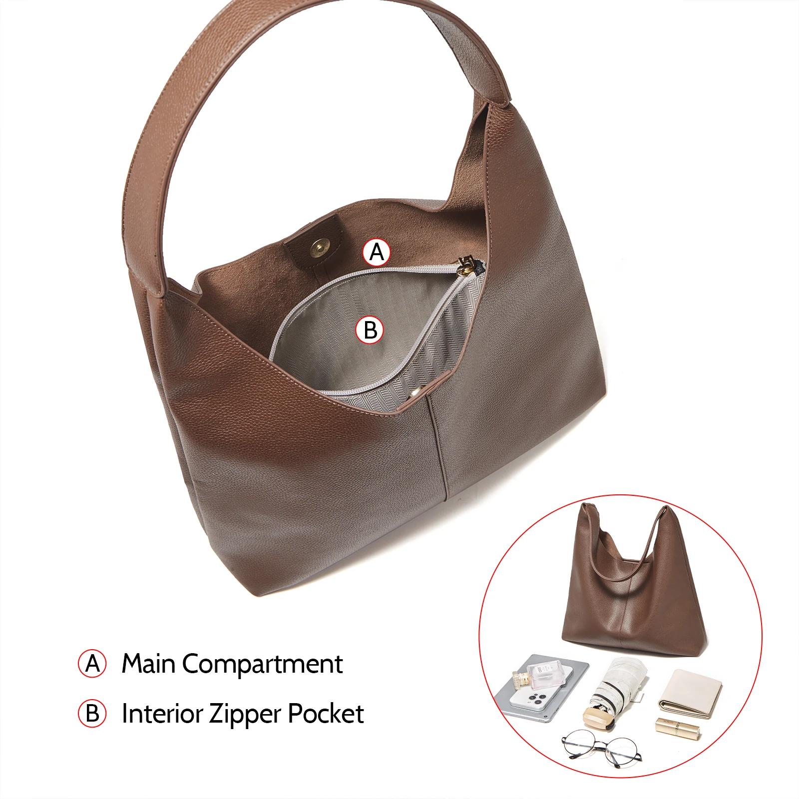 Sac fourre-tout d'épaule en cuir fendu pour femme FOXER, nouvelle collection 2026, sac à main décont