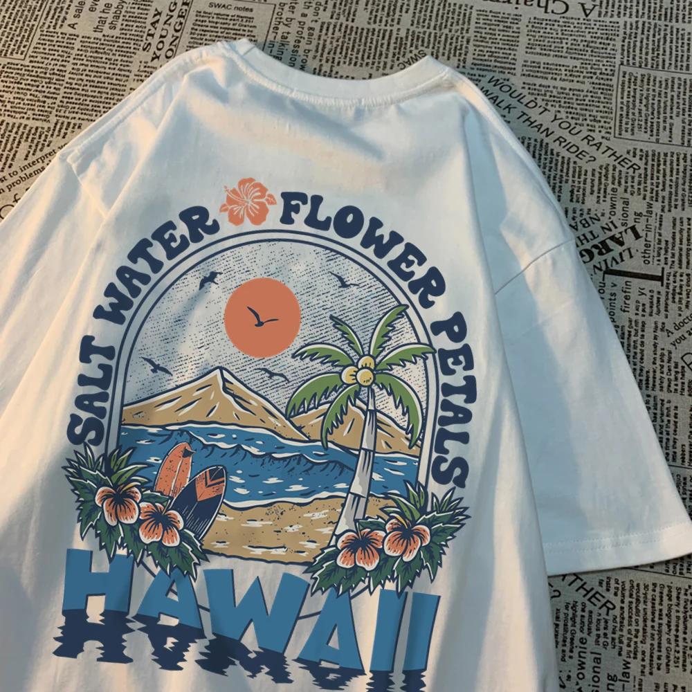 Eau salée pétales de fleurs Hawaii t-shirts hommes femmes décontracté Sweat t-shirts décontracté cot