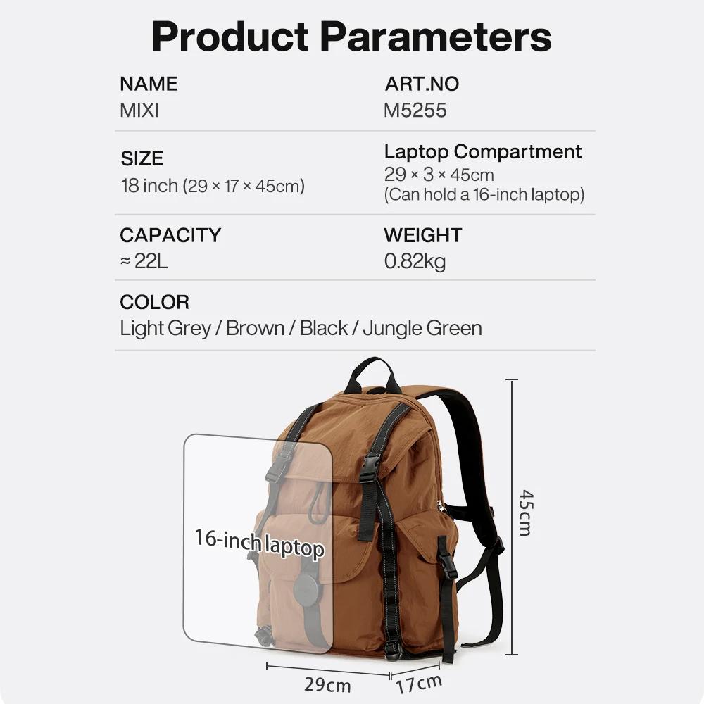 Mixi – sac à dos de voyage pour ordinateur portable de 18 pouces, approuvé par le vol, convient à un