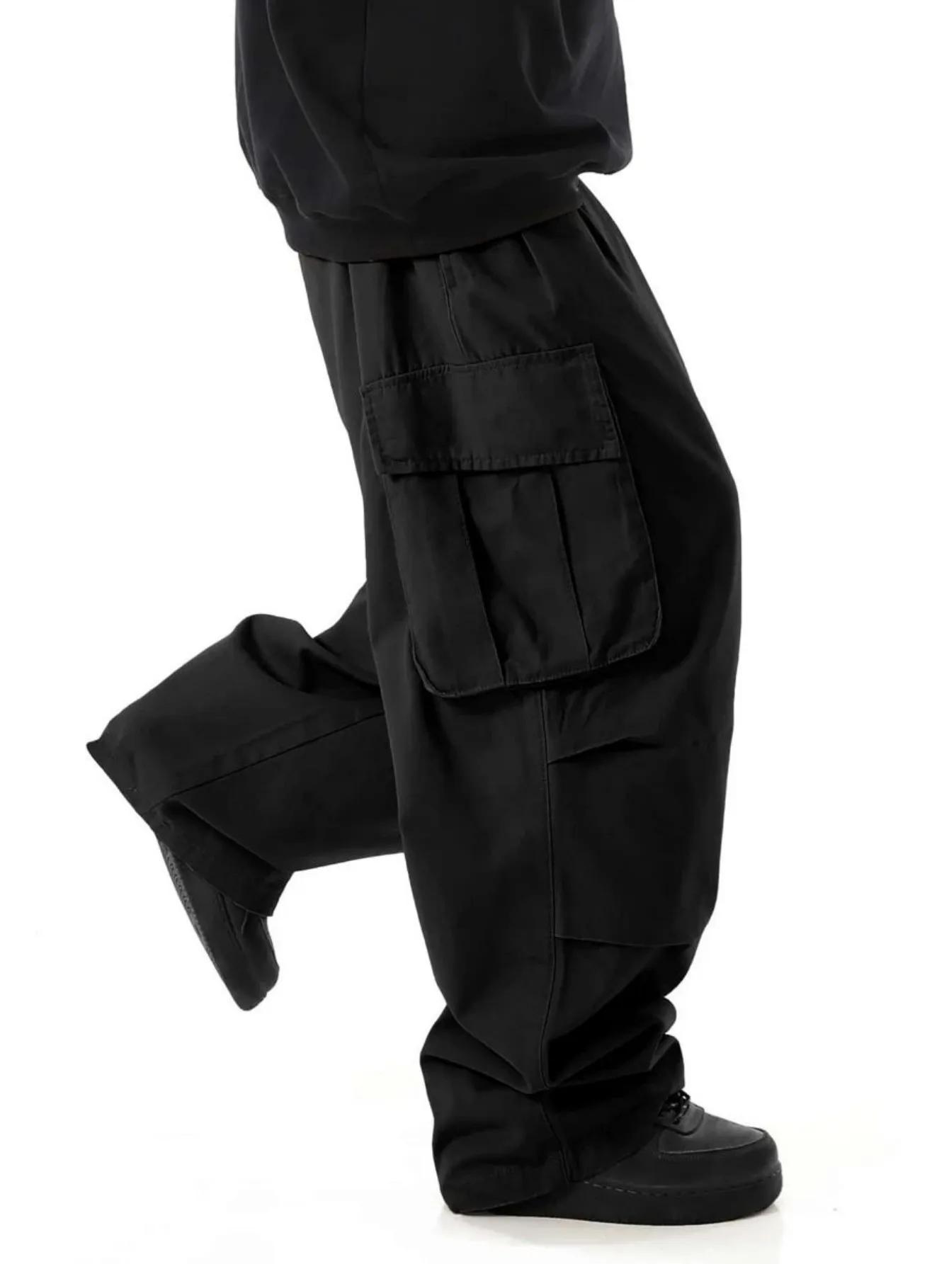 Pantalons de travail pour hommes grande taille, jambes larges, style streetwear, pantalons cargo ten