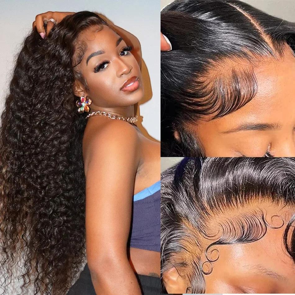Perruque Lace Front Wig Naturelle Bouclée, Cheveux Humains, 4x4, 13x4, 13x6, Transparent HD, Deep Wa