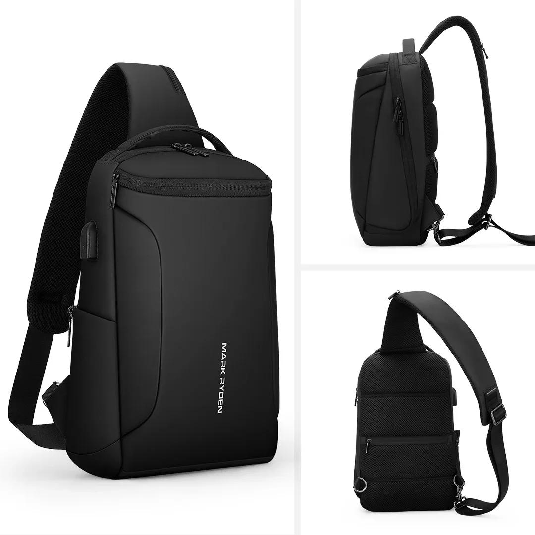 Mark Ryden hommes sac à bandoulière 12 pouces iPad épaule sacs de messager mâle étanche USB recharge