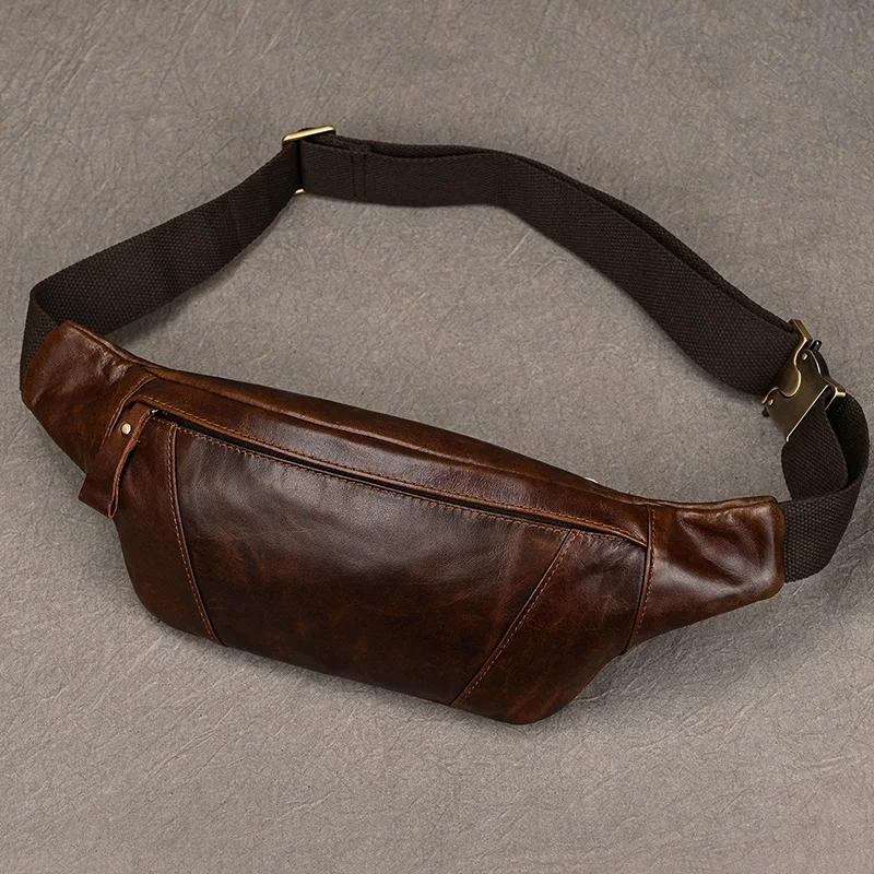 Sacs de poitrine en cuir pour hommes, sac à bandoulière lancé pour homme, sac de taille masculin, sa