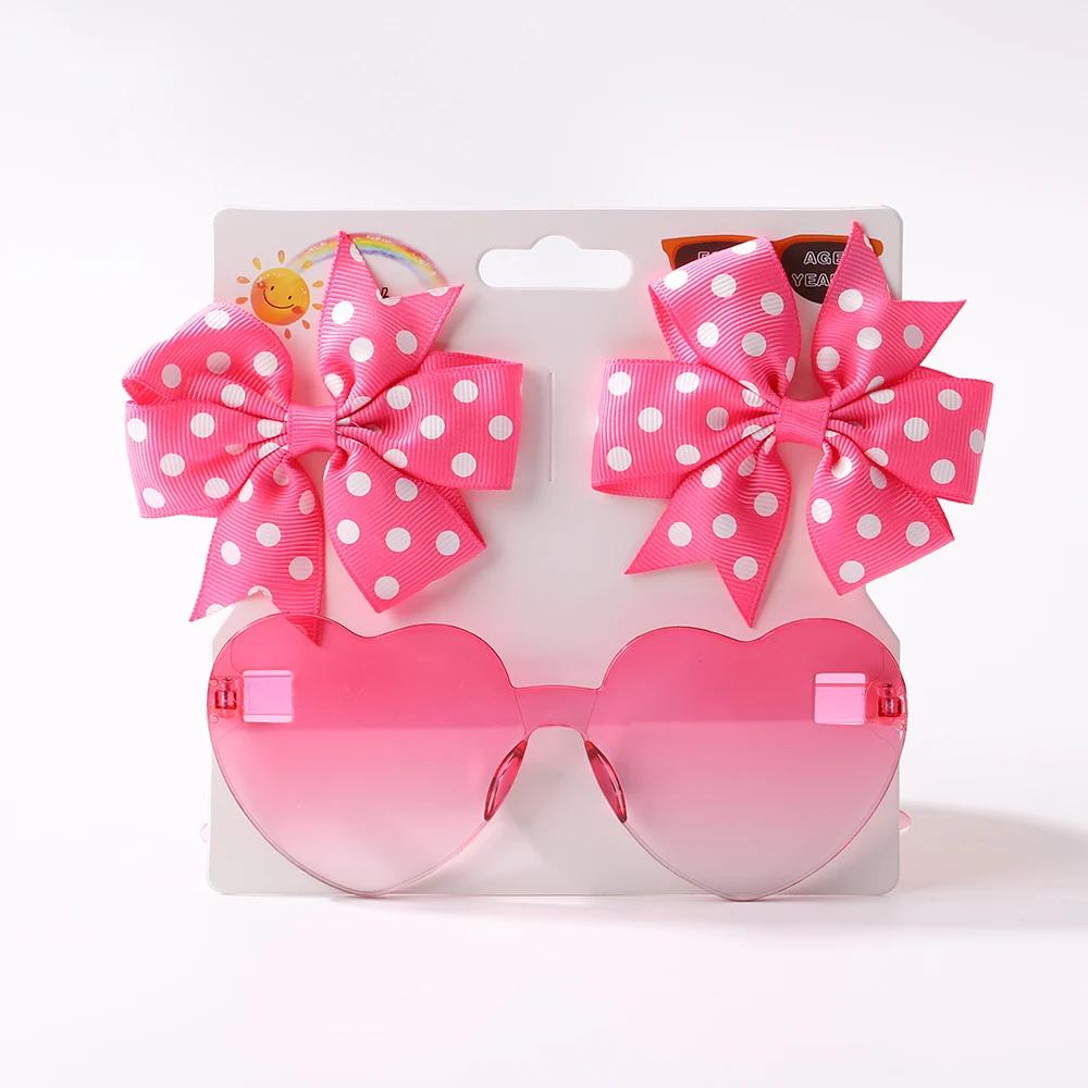Pinces à cheveux à pois solides pour filles, 3 pièces/paquet, Boutique, pinces à cheveux, cœur color