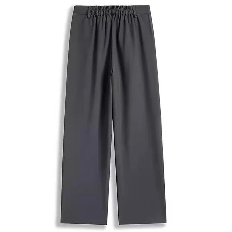 Pantalon de Costume Homme Taille Haute Printemps-Été, Coupe Droite Ample et Décontractée, Jambe Larg