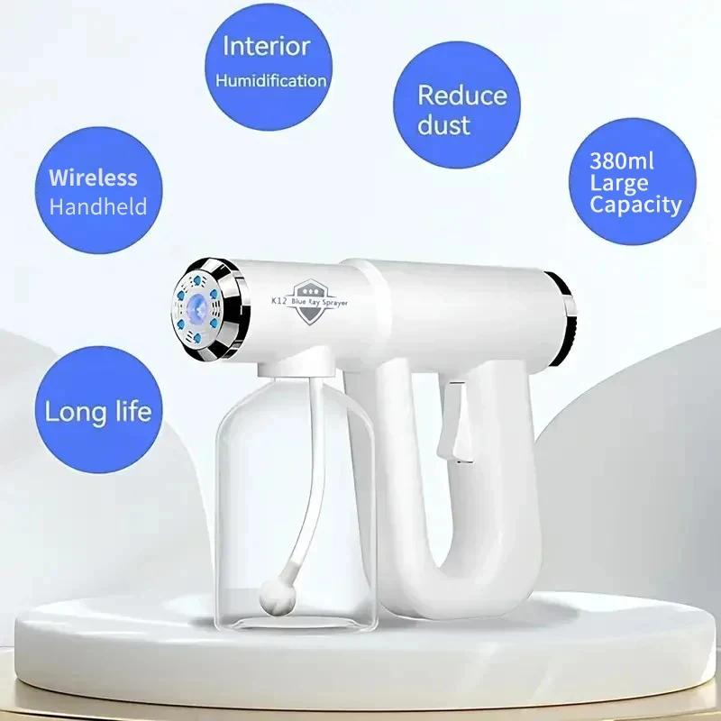 Pulvérisateur de barbier à lumière bleue Nano 300ML, USB, après-rasage électrique, pistolet nébulise