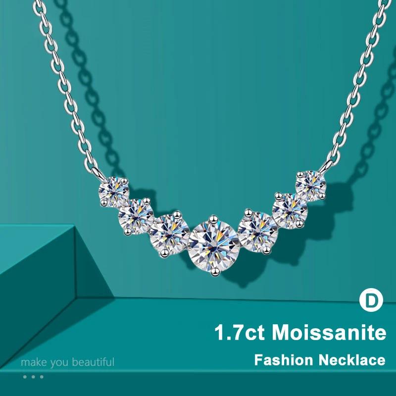 Collier Moissanite pour femme, bijoux fins de mariage avec certificats, plaqué argent Sterling 925, 