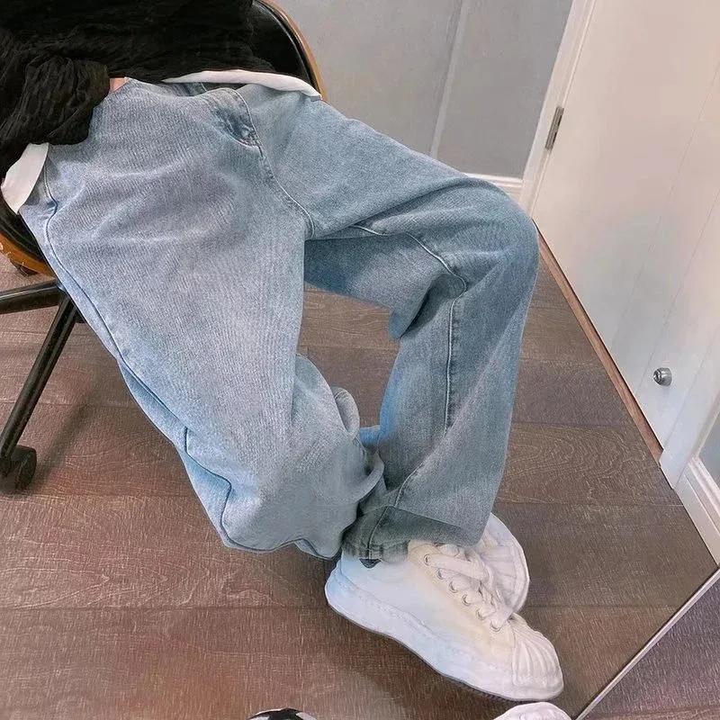 Jean imprimé pour hommes, Streetwear, Baggy, jambes larges, mode coréenne, drapé, droit, décontracté