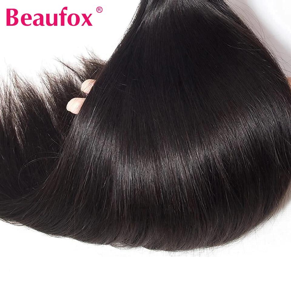 Beautorch-Mèches Péruviennes Naturelles avec Closure, Cheveux Vierges Lisses, Extensions de Cheveux 