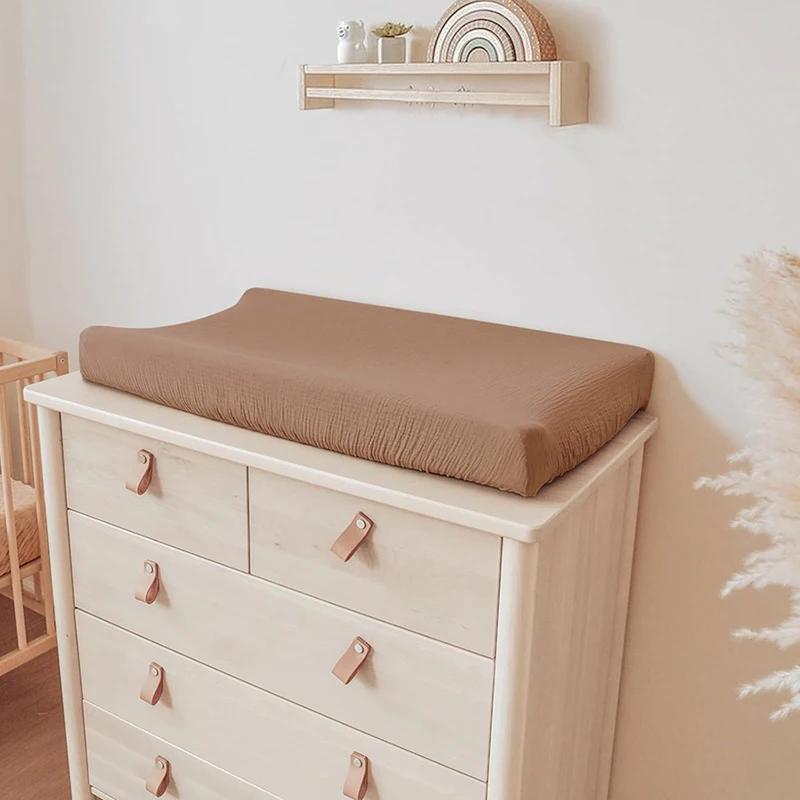Housse de matelas à langer en mousseline pour bébé, 2 pièces, douce et respirante, en coton, pour Ta