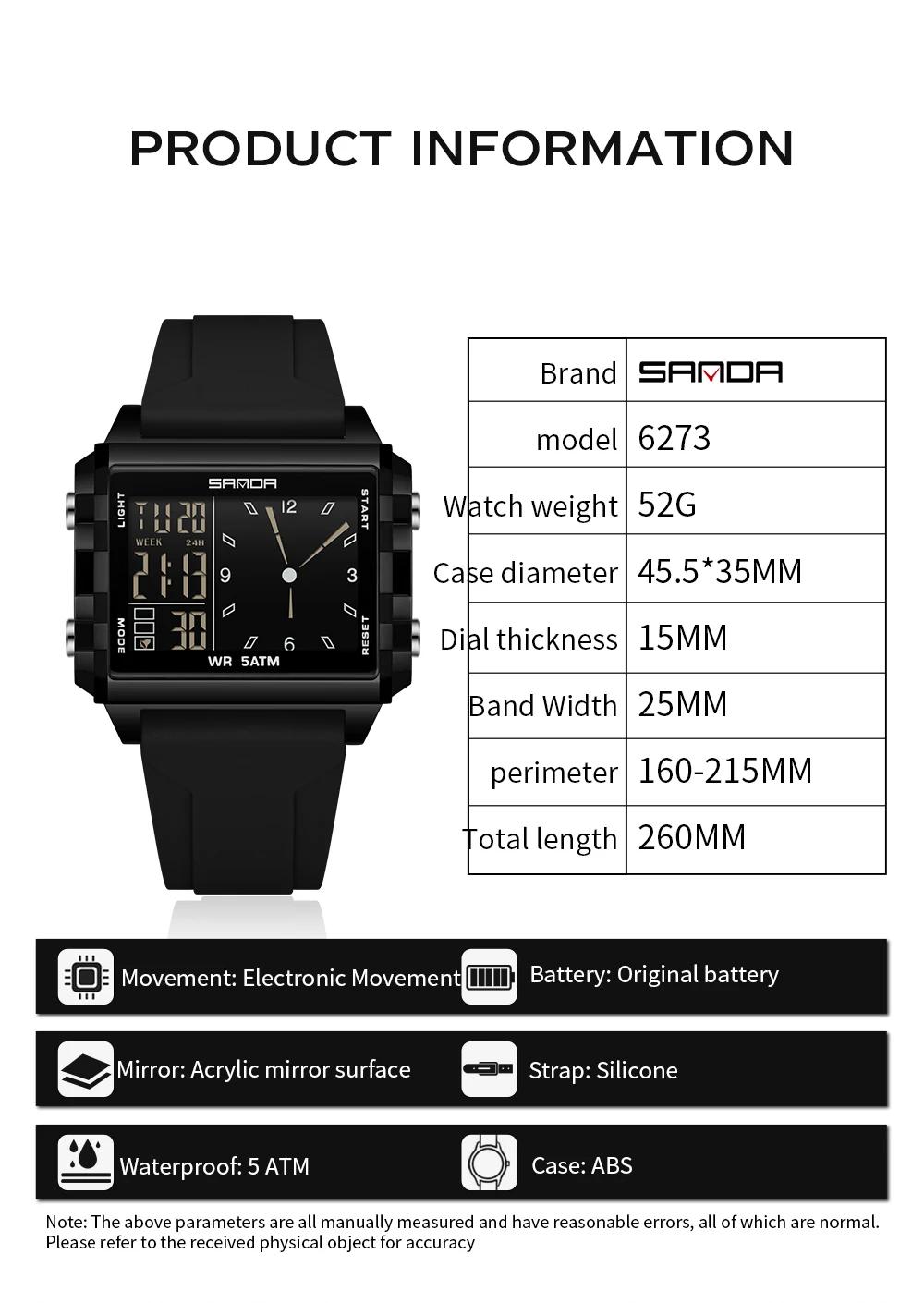Mode SADNA nouveau 6273 montre électronique pour femme multifonctionnel sport LED étanche synchronis