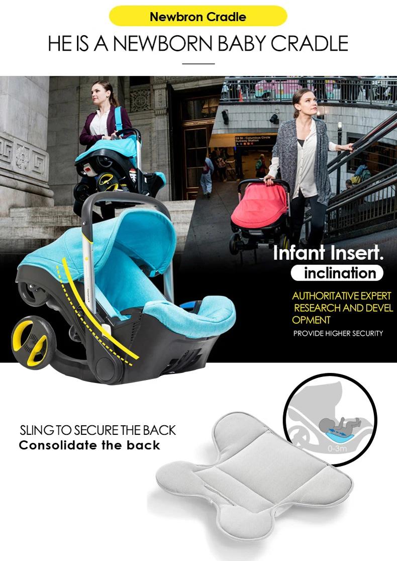 Poussette et siège auto 4-en-1 légère, pliage compact 60x45cm 360 °   Roues avant pivotantes, frein 