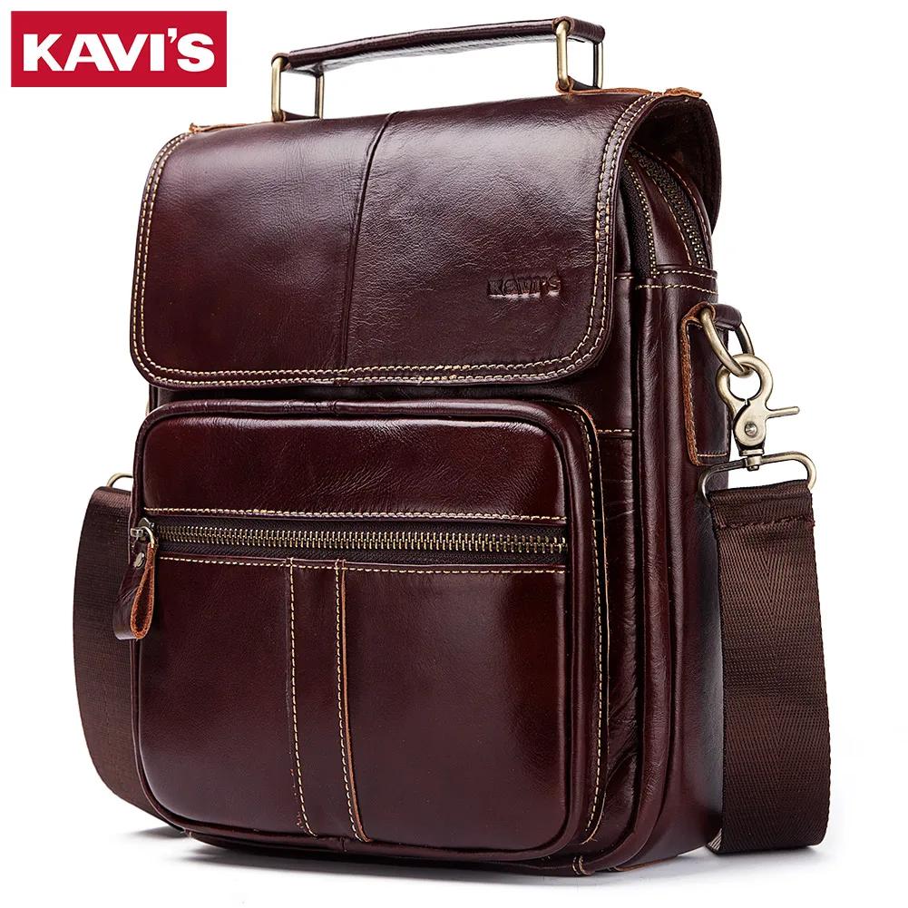KAVIS nouveau sac à bandoulière en cuir véritable pour hommes sac à bandoulière d'affaires pour homm