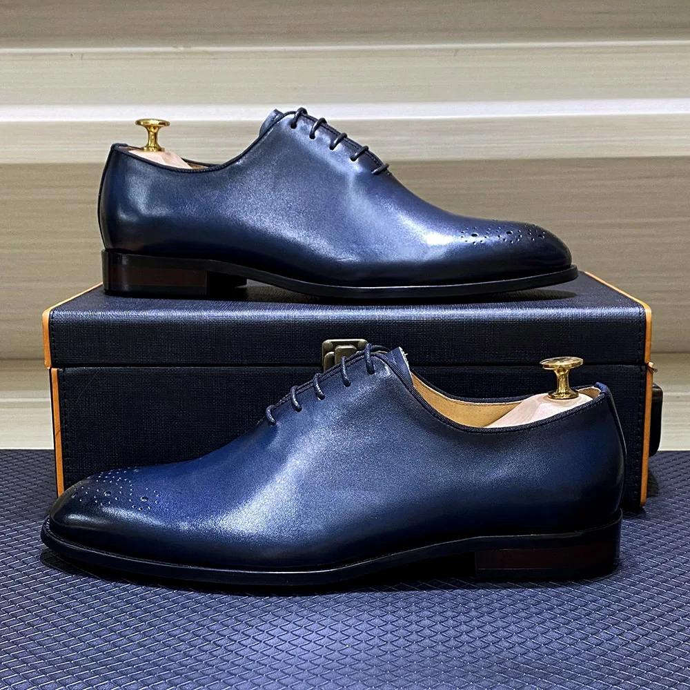 Chaussures provoqué faites à la main en cuir véritable pour hommes, style italien classique, coupe c