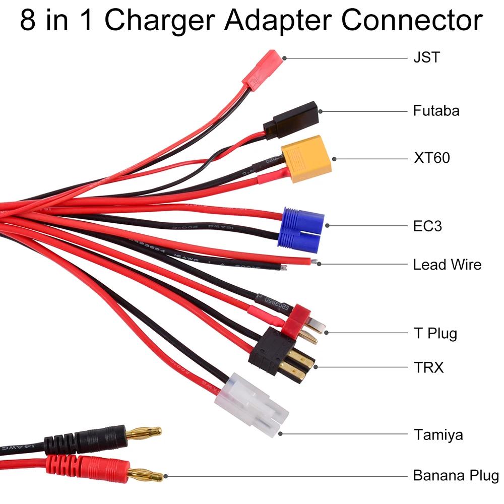 Connecteur adaptateur de chargeur RC 8 en 1, 4.0mm, banane XT60 TRX Tamiya Lipo pour Drone de voitur